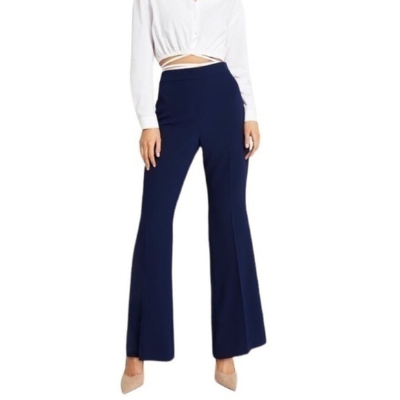 River Island Nordstrom Crepe Flare Leg Pants Trousers Navy Blue 6 NWT - Picture 10 of 10